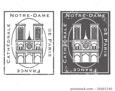 巴黎圣母院大教堂的郵票 38883140