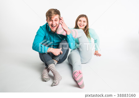Happy couple having fun and fooling around. Joyful Happy couple having fun and fooling around. Joyful 38883160