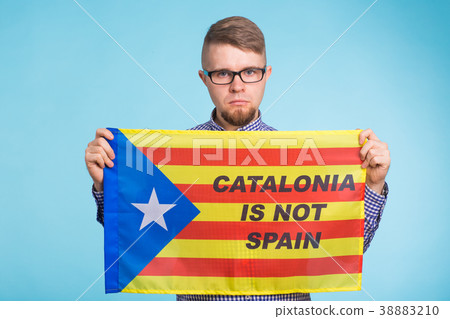 Man with pro-independence flag. Referendum For The 38883210