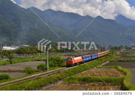 稻田,稻米,農田,農作物,農業,鐵道,交通,火車,台灣,臺東縣,池上鄉,海岸山脈 稻田,稻米,農田,農作物,農業,鐵道,交通,火車,台灣,臺東縣,池上鄉,海岸山脈 38884079