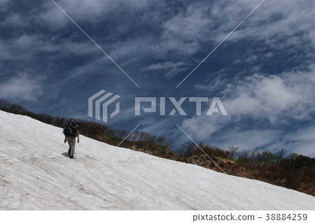 Hakusan Road to the top of the mountain With blue sky, clouds and snow Hakusan Road to the top of the mountain With blue sky, clouds and snow 38884259