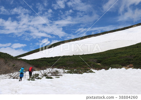 Hakusan Road to the top of the mountain With blue sky, clouds and snow Hakusan Road to the top of the mountain With blue sky, clouds and snow 38884260