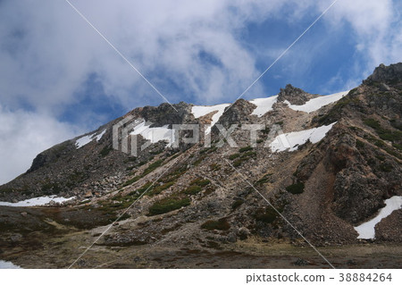 Hakusan Road to the top of the mountain With blue sky, clouds and snow Hakusan Road to the top of the mountain With blue sky, clouds and snow 38884264