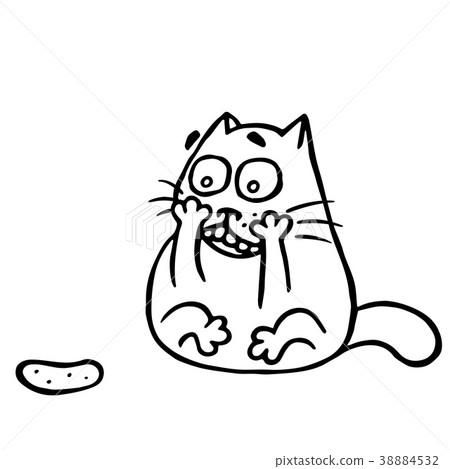 圖庫插圖: cat is shocked by the cucumber. isolated vector