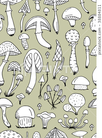Mushrooms, seamless pattern for your design 38884811
