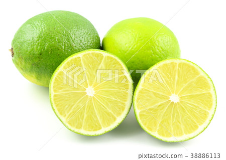 fresh lime fruits isolated on a white background 38886113