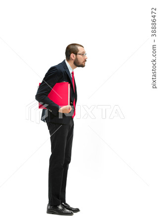 Full body portrait of businessman with folder on 38886472