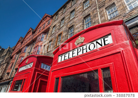 Red phone boots in Edinburgh, Scotland 38887078