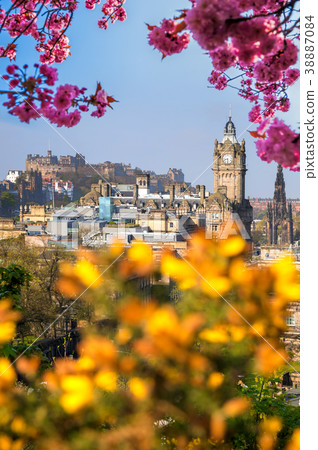 Edinburgh with spring trees in Scotland Edinburgh with spring trees in Scotland 38887084