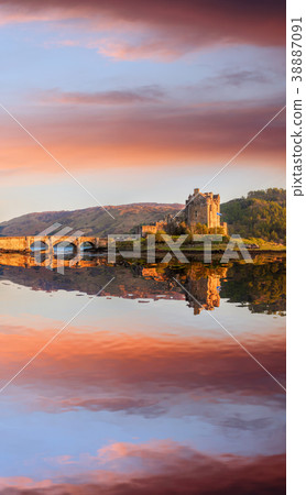 The Eilean Donan Castle with sunset, Scotland 38887091