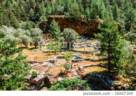 Hiking path through Samaria Gorge in Central Crete Hiking path through Samaria Gorge in Central Crete 38887169