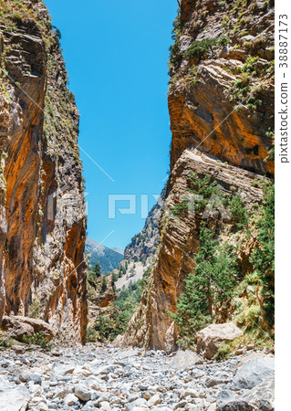 Hiking path through Samaria Gorge in Central Crete Hiking path through Samaria Gorge in Central Crete 38887173