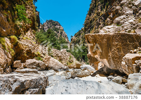 Hiking path through Samaria Gorge in Central Crete Hiking path through Samaria Gorge in Central Crete 38887176
