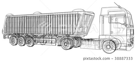 Vector dump truck. Tipper lorry on transparent Vector dump truck. Tipper lorry on transparent 38887333