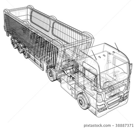 Truck with trailer vector. Isolated on white 38887371