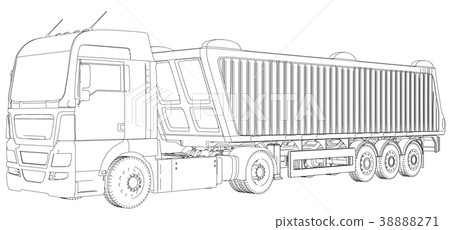 Top view. Tipper lorry on transparent background 38888271