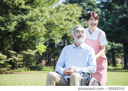 Nursing care senior female male helper caregiver 38888342