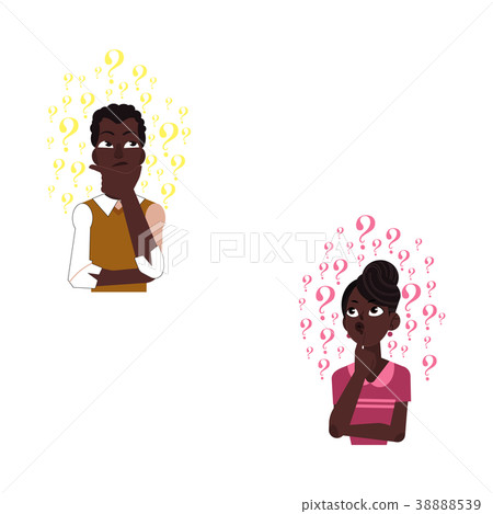 Vector flat adult african black man woman thinking Vector flat adult african black man woman thinking 38888539