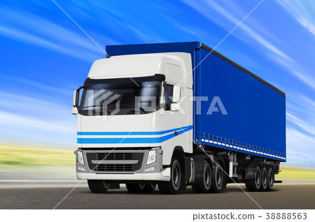 Blue truck goes on the way Blue truck goes on the way 38888563