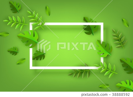 Vector green leaves frame background template - Stock Illustration ...