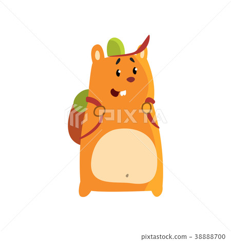 Cute cartoon hamster character standing with Cute cartoon hamster character standing with 38888700