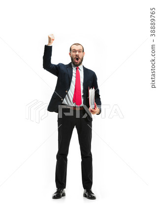 Full body portrait of businessman with folder on Full body portrait of businessman with folder on 38889765
