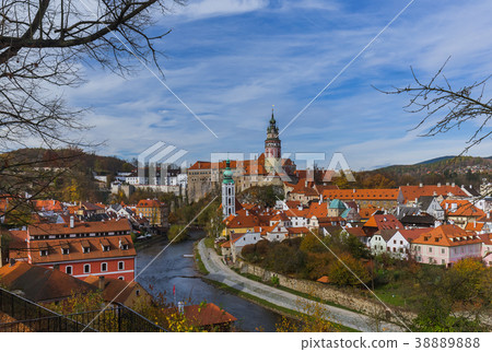 Cesky Krumlov cityscape in Czech Republic 38889888