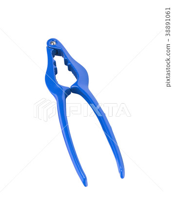 Blue handled pliers that are closed top view  38891061
