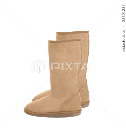 womens sheepskin boots isolated on white 38891222