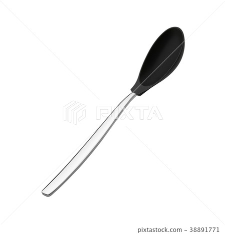 Black plastic kitchen ladle serving spoon isolated 38891771