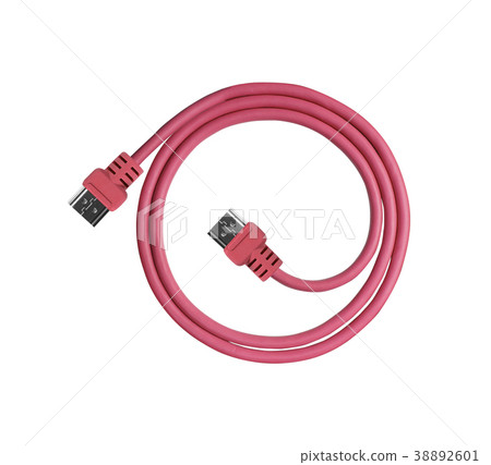 Red USB cable isolated on white 38892601
