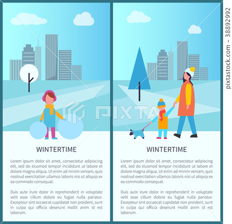 Wintertime Park Activities Vector Illustration Wintertime Park Activities Vector Illustration 38892992