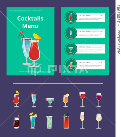 Cocktails Menu Bar Layout Vector Illustration 38892993