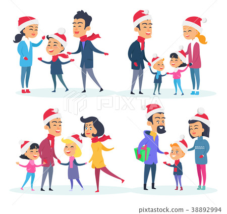 Set of Different Families on White Background Set of Different Families on White Background 38892994