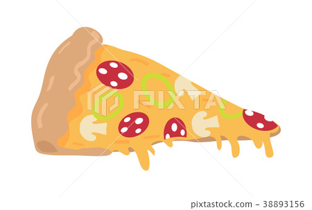 Pizza Slice Isolated on White. Italian Snack 38893156