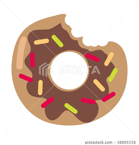 Bitten Donut Logo Isolated Vector Doughnut Sticker 38893158