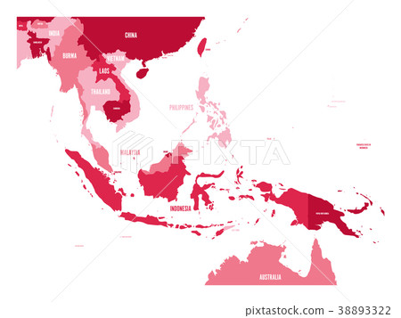 Map of Southeast Asia. Vector map in shades of 38893322