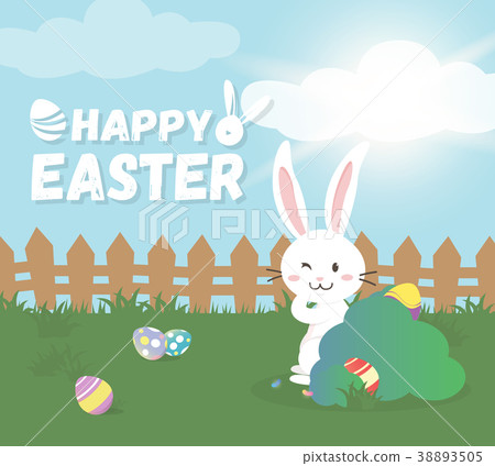 Cute Bunny with Easter eggs 38893505