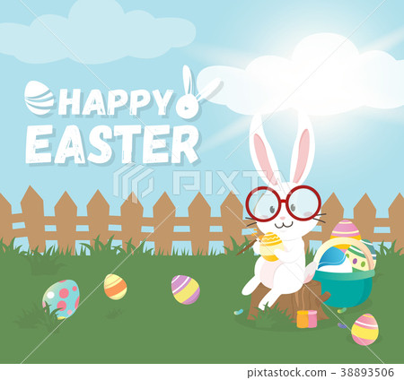 Cute Bunny with Easter eggs 38893506
