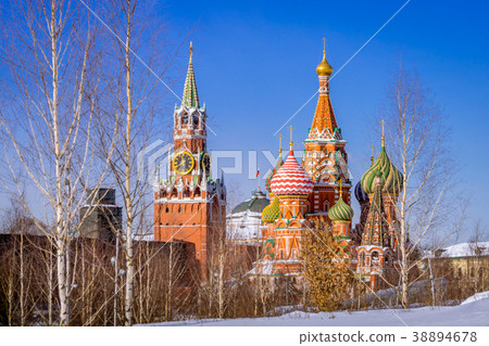 St. Basil's Cathedral and Spassky Tower in the St. Basil's Cathedral and Spassky Tower in the 38894678