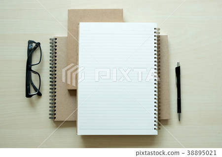 Top view of businessman blank notebook business Top view of businessman blank notebook business 38895021