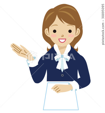 插图素材 女性信息右手上半身