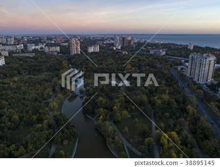 Aerial shot of Victory Park in Odessa at sunsrise Aerial shot of Victory Park in Odessa at sunsrise 38895145