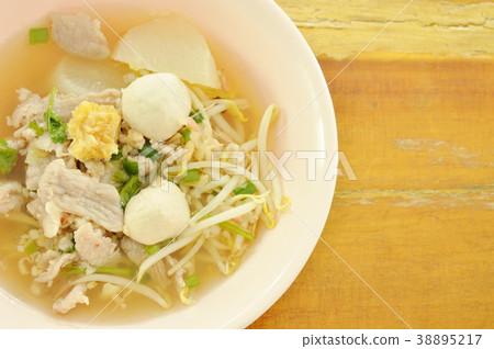 boiled slice pork and ball with bean sprout boiled slice pork and ball with bean sprout 38895217
