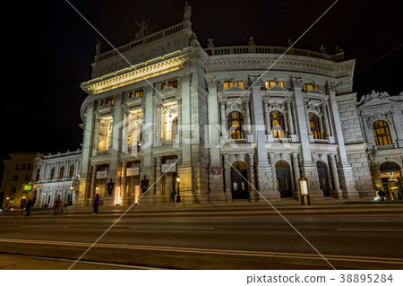 Night shot of tram at Burgtheater Vienna Night shot of tram at Burgtheater Vienna 38895284