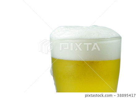 cold beer with frothy in glass on white background 38895417