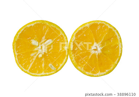 tangerine orange with water drop half cut  38896110