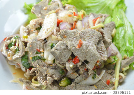 spicy slice boiled pork liver salad with herb spicy slice boiled pork liver salad with herb 38896151