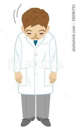 White coat male full body greeting 38896791