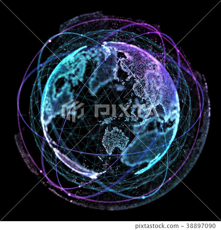 World map point, line, composition, representing 38897090